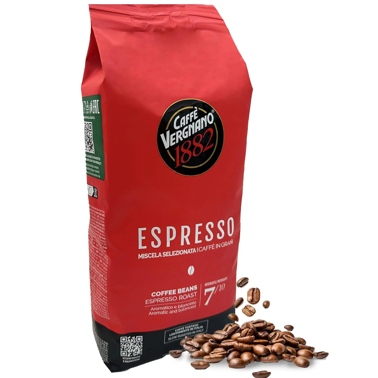Versatile Caffe Vergnano 1882 Espresso Whole Bean Arabica Roast Coffee 2.2 lb bag – Italian Medium Roast Coffee Beans with notes of Chocolate Nuts Caramel Classic