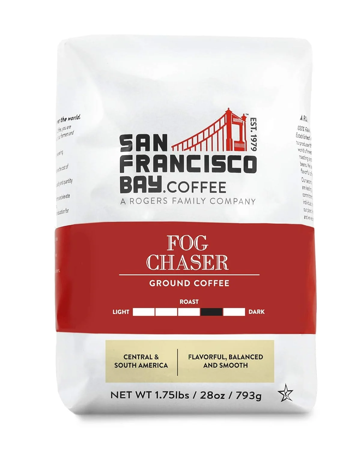 Smart SF Bay Coffee Fog Chaser 28 Ounce Ground Medium Dark Roast Recyclable