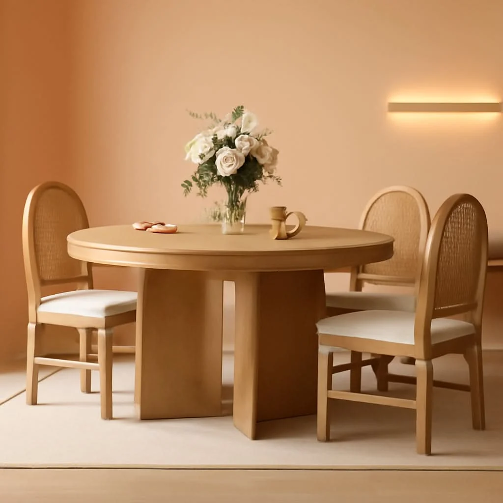 Elegant Retro Solid Wood Dining Set Natural Finish Extendable Practical