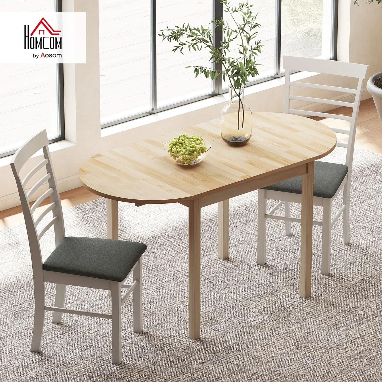 Effective 55 Inch Solid Pine Dropleaf Dining Table Expandable Fine