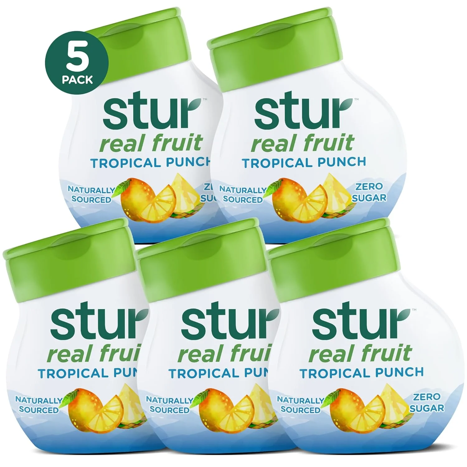 High-Performance Stur Liquid Water Enhancer Tropical Punch Naturally Sweetened High in Vitamin C Antioxidants Sugar Zero Calories Keto Vegan 5 Bottles Organic