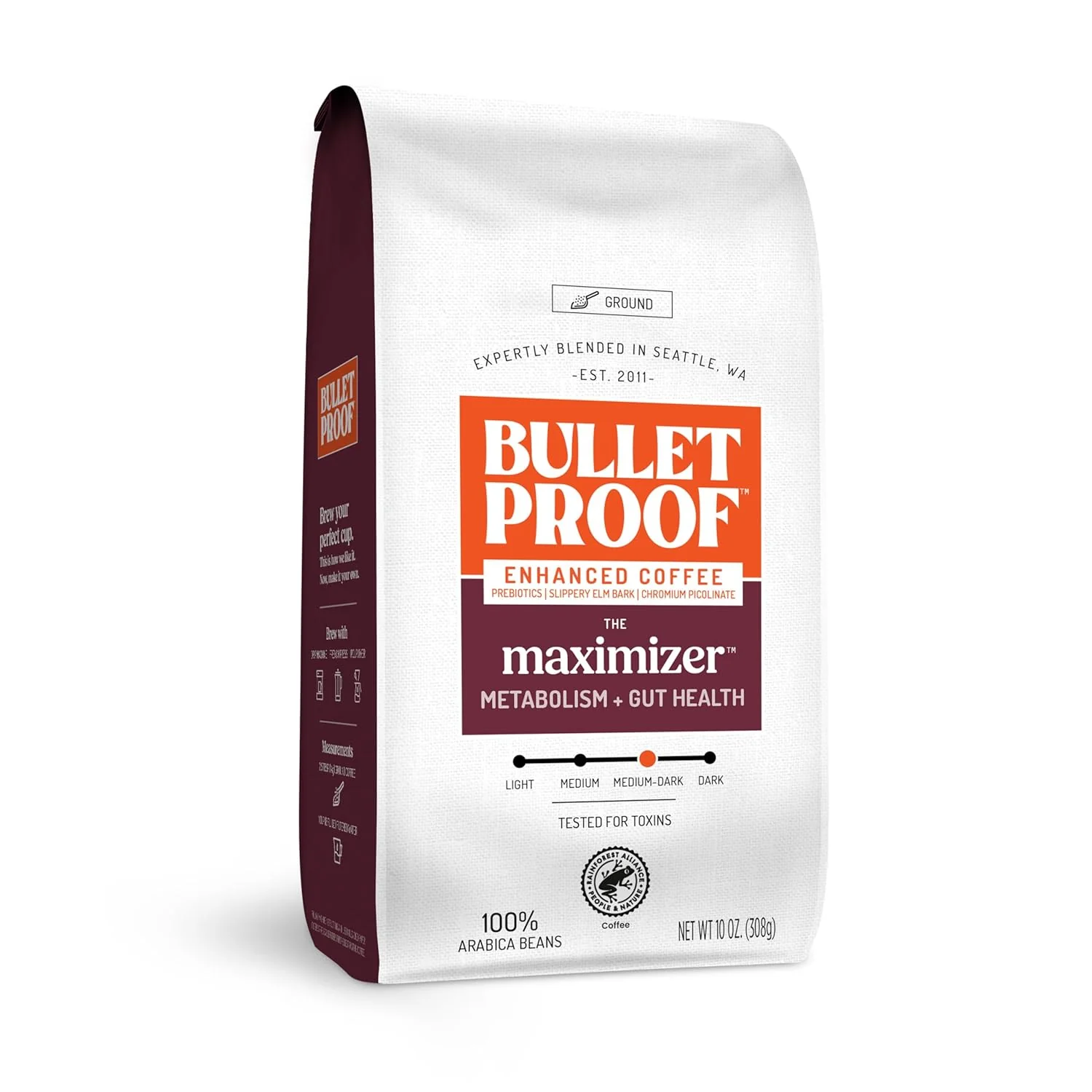 High-Grade Bulletproof The Maximizer Ground Coffee 10 Ounces Clean Coffee with Prebiotics Healthy