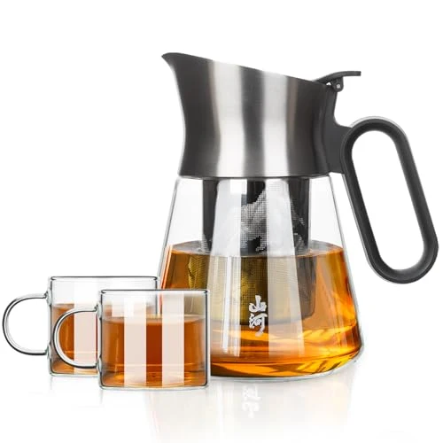 Smooth Glass Teapot with Infuser with 2 Cups for Loose Tea Steeper Specialty