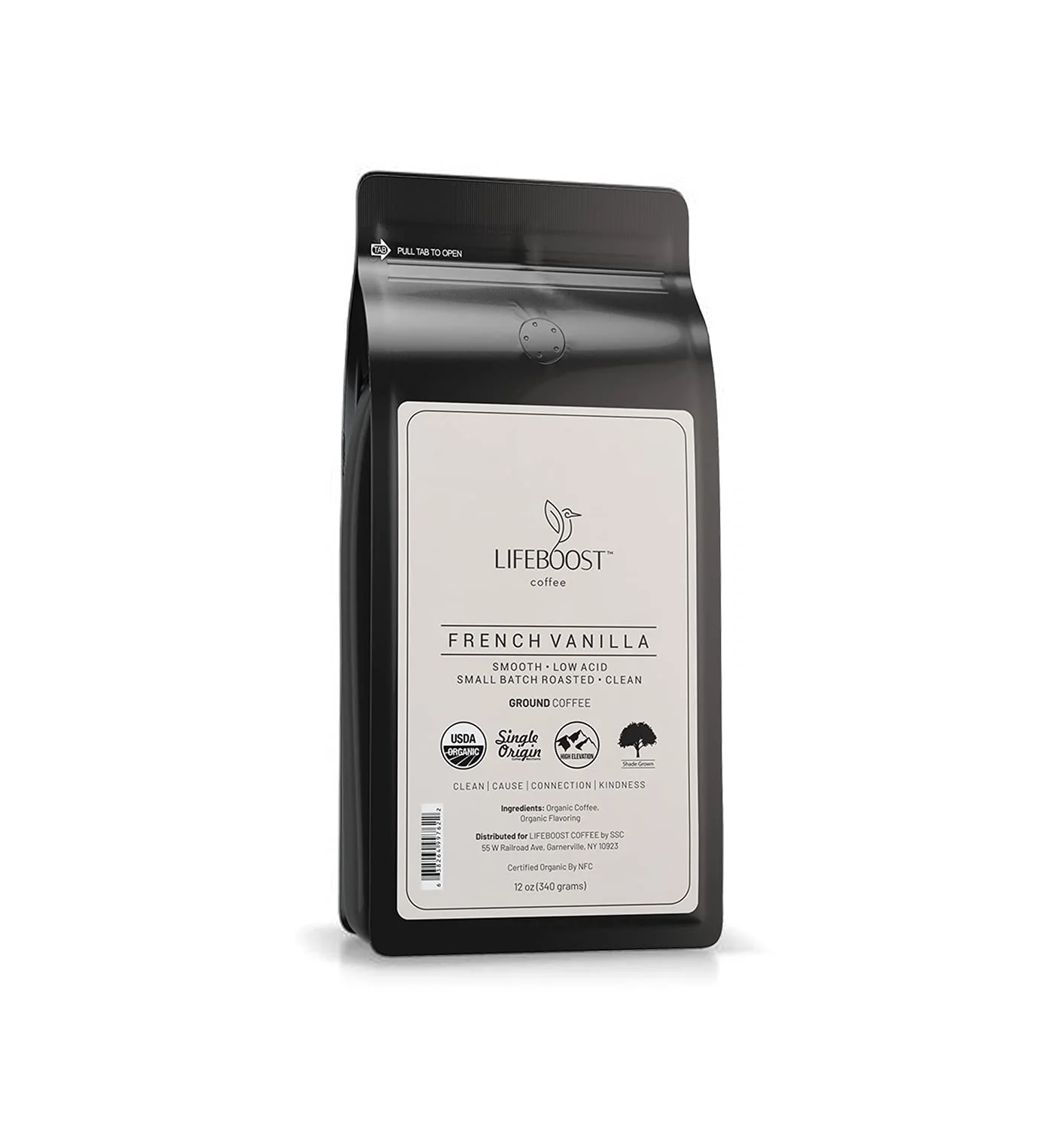 Classic Lifeboost French Vanilla Ground Coffee – Non-GMO Low Acid Single Origin USDA Organic Coffee – Third Party Tested For Mycotoxins amp Pesticides – 12 Ounces Natural