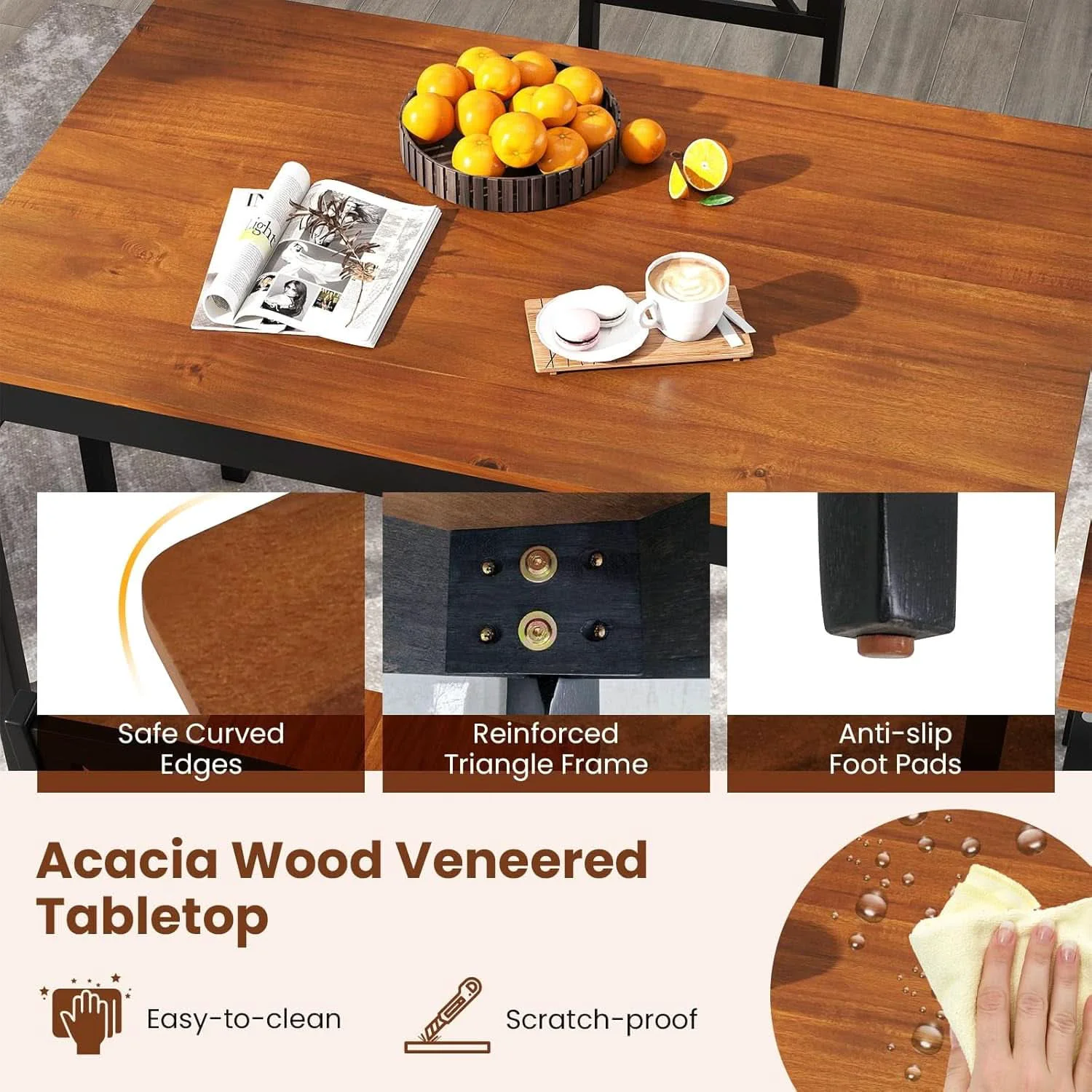 Convenient Executive Solid Rubber Wood Space Saving Dining Set Effective