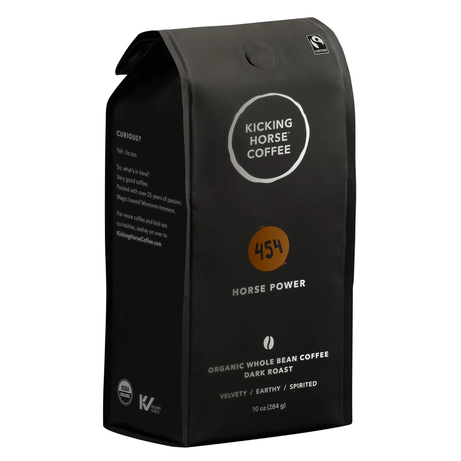 Advanced Kicking Horse Coffee 454 Horse Power Dark Roast Whole Bean 10 oz – Organic Fairtrade Kosher Coffee Clean