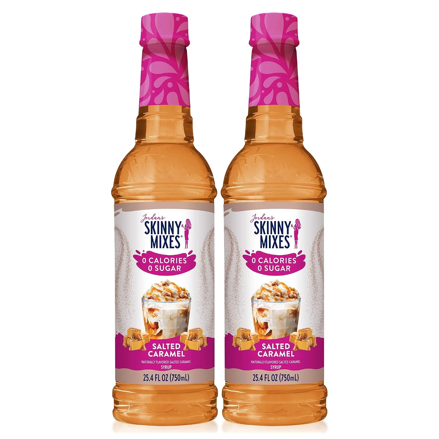 Fashionable Jordan s Skinny Mixes Sugar Coffee Syrup Salted Caramel Coffee Flavoring Syrup Zero Calorie Drink Mix Lattes Baking Protein Shake or Cocktail Dairy amp Gluten Kosher 25.4 Fl Oz 2 Pack Selected