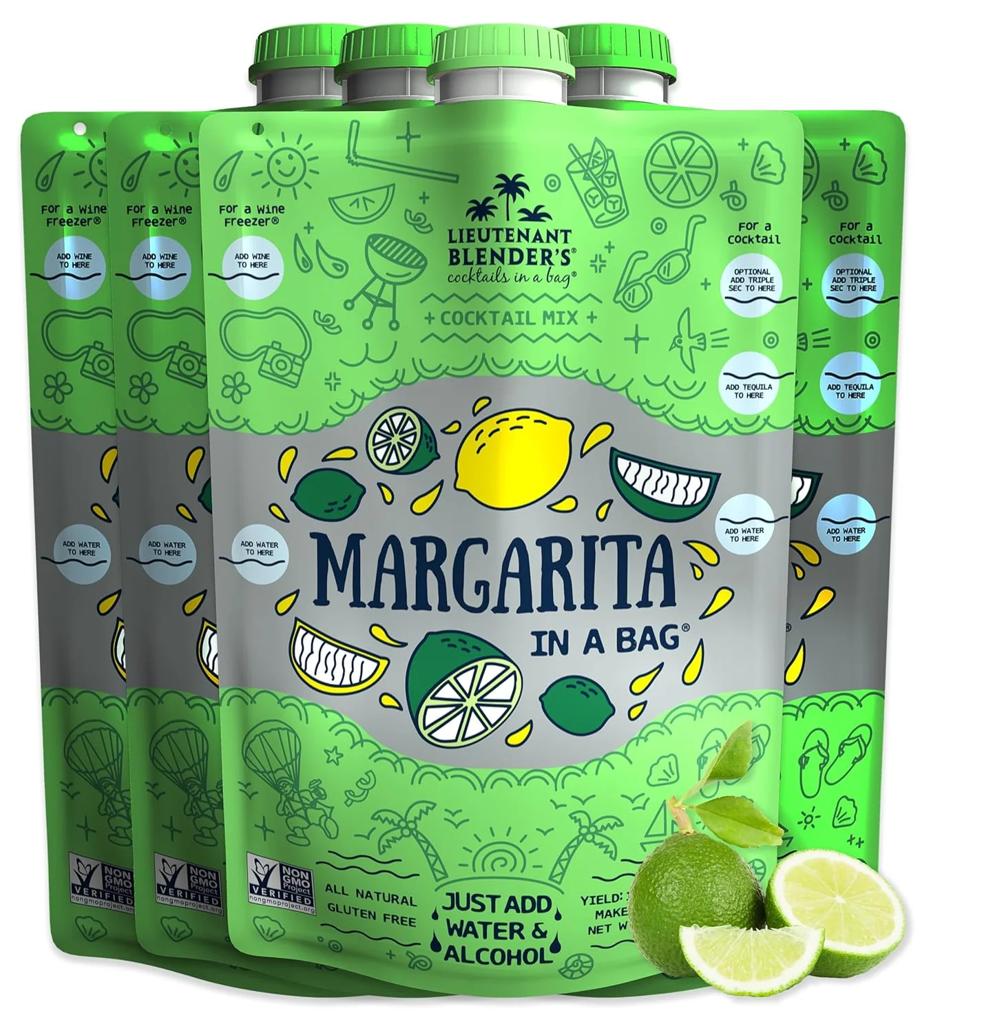 Stylish Lt. Blender’s Margarita in a Bag – Margarita Mix – Each Bag Makes 1 2 Gallon of Frozen Margaritas – Non-GMO Cocktail Mix – No Blender Needed Dependable