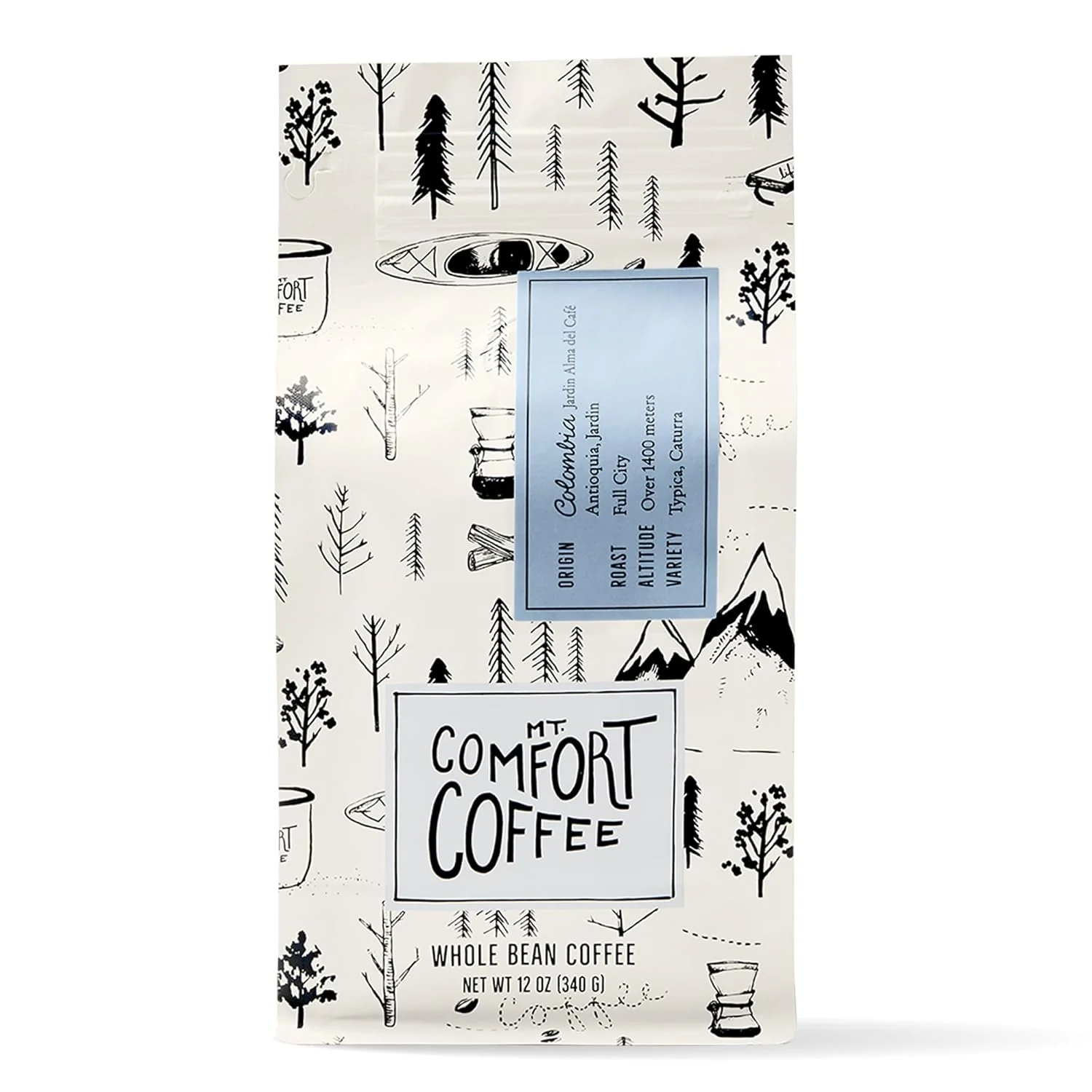 Traditional Mt Comfort Coffee Colombia Full City Roast 12 oz Bag – Bold Robust Arabica Beans from Colombia Full City Roasted for Rich Flavor Detailed