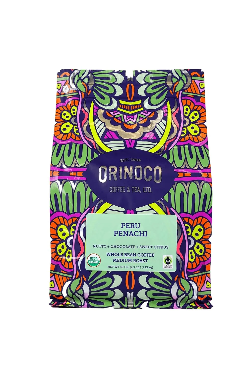 Crafted Orinoco Organic Fair Trade Peru Medium Roast Coffee Beans Exceptional