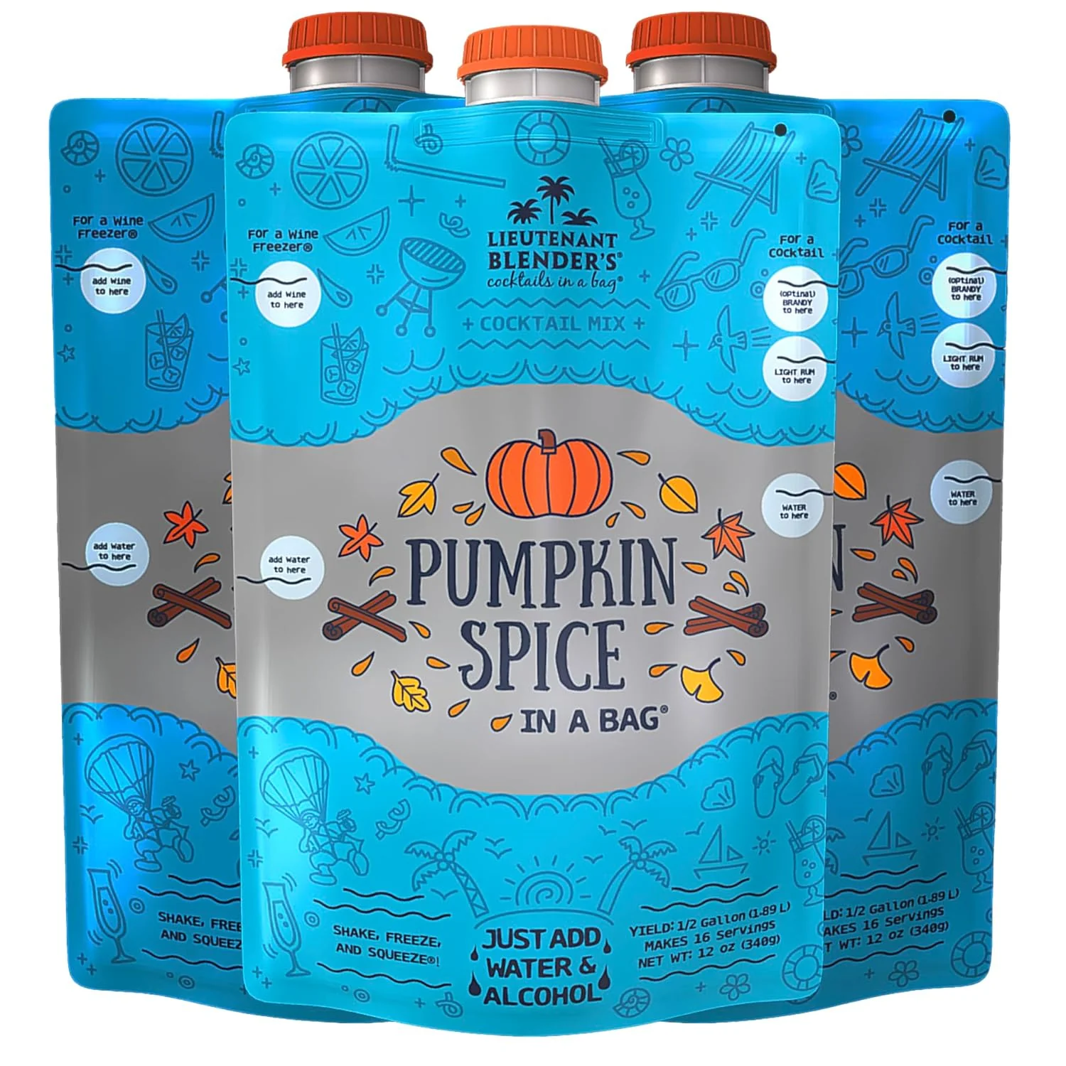 Soft Lt. Blender’s Pumpkin Spice in a Bag Cocktail Mixer – Each Bag Makes 1 2 Gallon of Cocktails – Add Alcohol or make as a Mocktail Pack of 3 Expertly Made