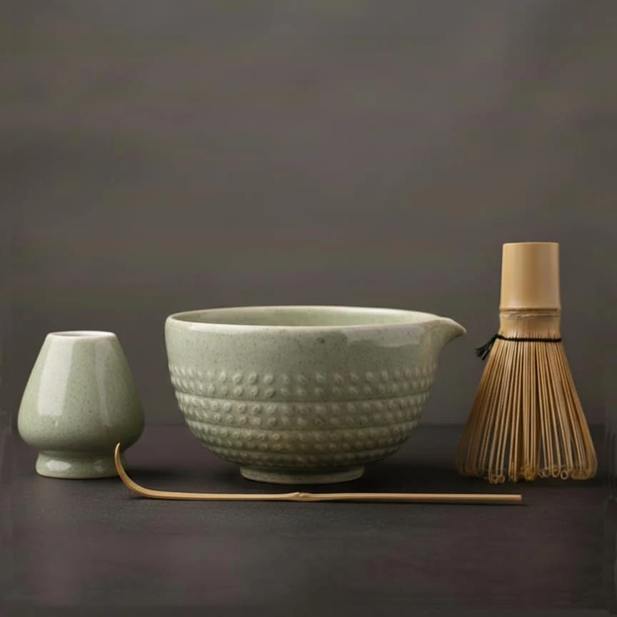 Easy-to-Use Matcha Whisk Set – 15 OZ Matcha Bowl with Spout and Bamboo Matcha Scoop – Bamboo Whisk Chasen – Matcha Kit for Japanese Tea Ceremony Unique
