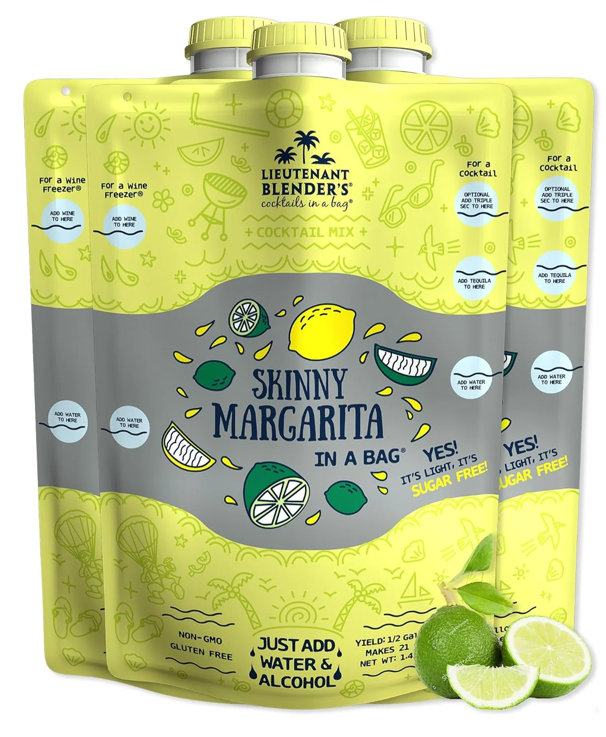 Smooth Lt. Blender’s Skinny Margarita in a Bag – Skinny Margarita Mix – Each Bag Makes 1 2 Gallon of Keto Friendly Skinny Mixes – Low Carb Margarita Mix Stylish