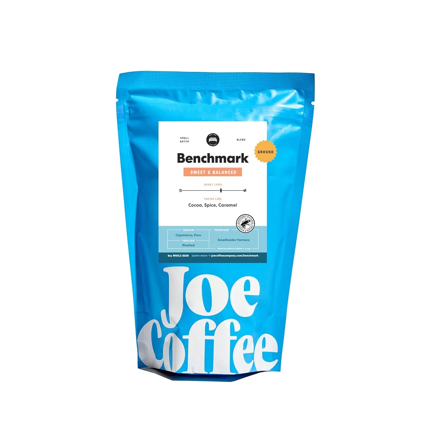 Sustainable Joe Coffee Company – Benchmark Ground Specialty Coffee 6 oz Bag NYC Roaster Rainforest Alliance Kosher Climate-Friendly Artisan