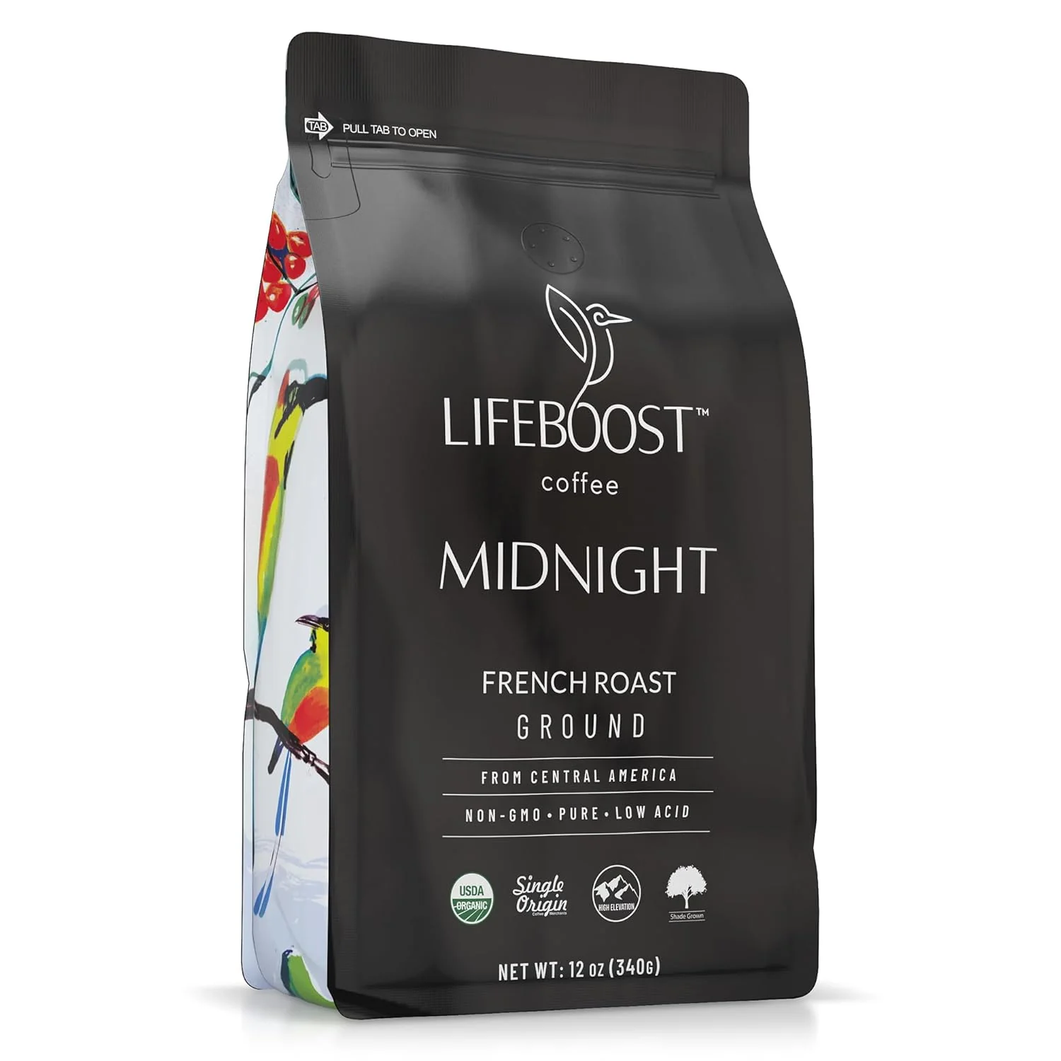 Authentic Lifeboost Midnight French Roast Coffee Ground – Non-GMO Single Origin USDA Organic Low Acid Coffee French Roast – Third Party Tested For Mycotoxins amp Pesticides – 12 Ounces Luxury