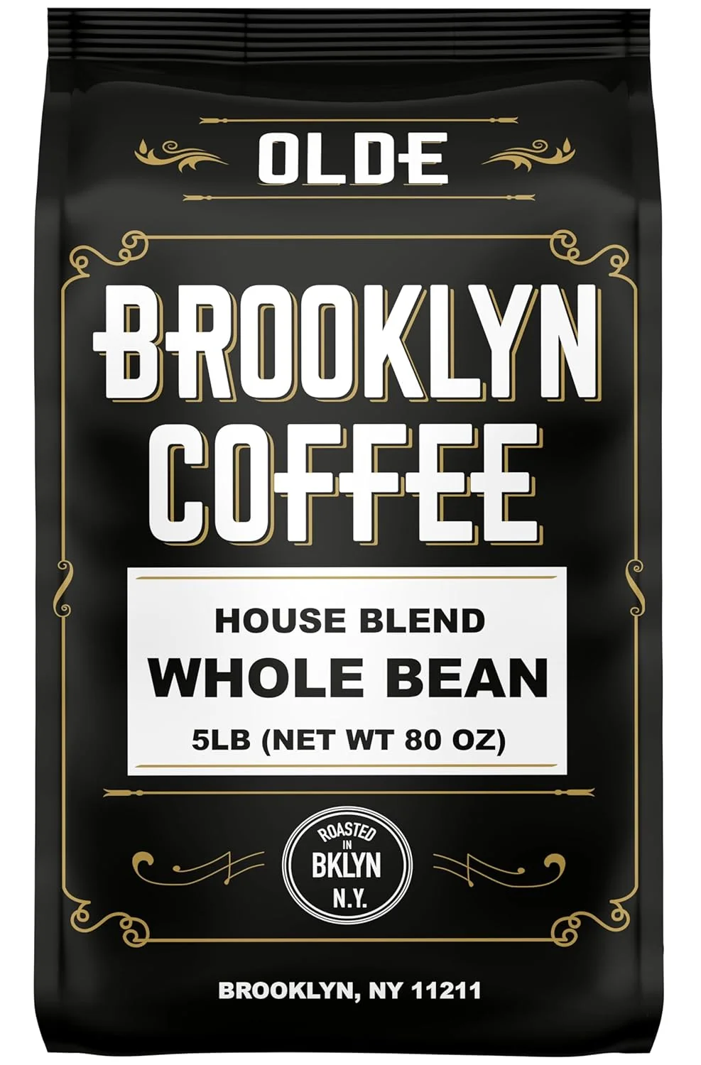 Professional Brooklyn Coffee Whole Bean House Blend Medium Roast 5lb Balanced Breakfast Classic – Fresh Bulk Coffee Beans Roasted Weekly in NYC High-Grade