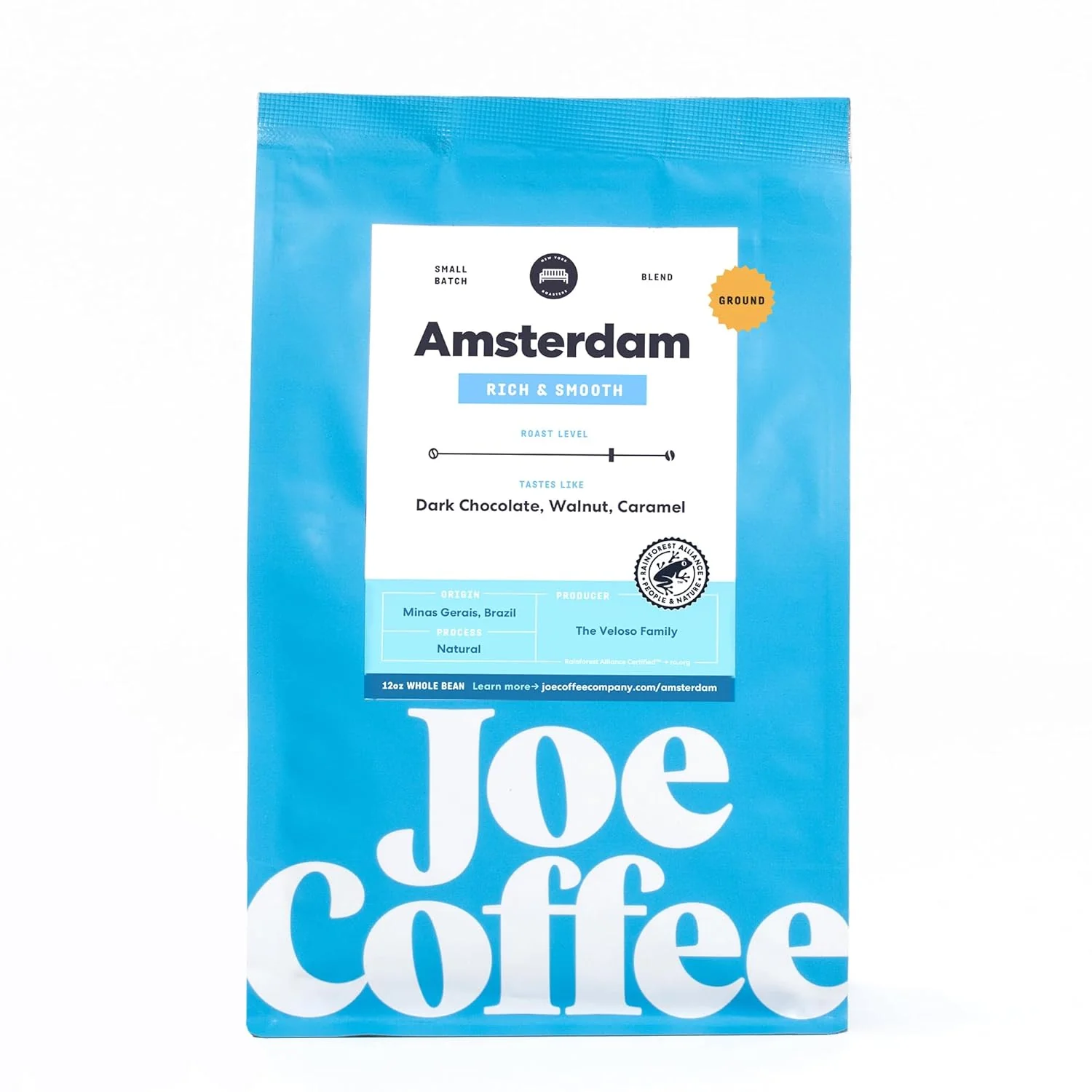 Responsible Joe Coffee Company NYC Roaster Amsterdam Ground Specialty Coffee 12 oz Bag Rainforest Alliance Kosher Climate Friendly Authentic