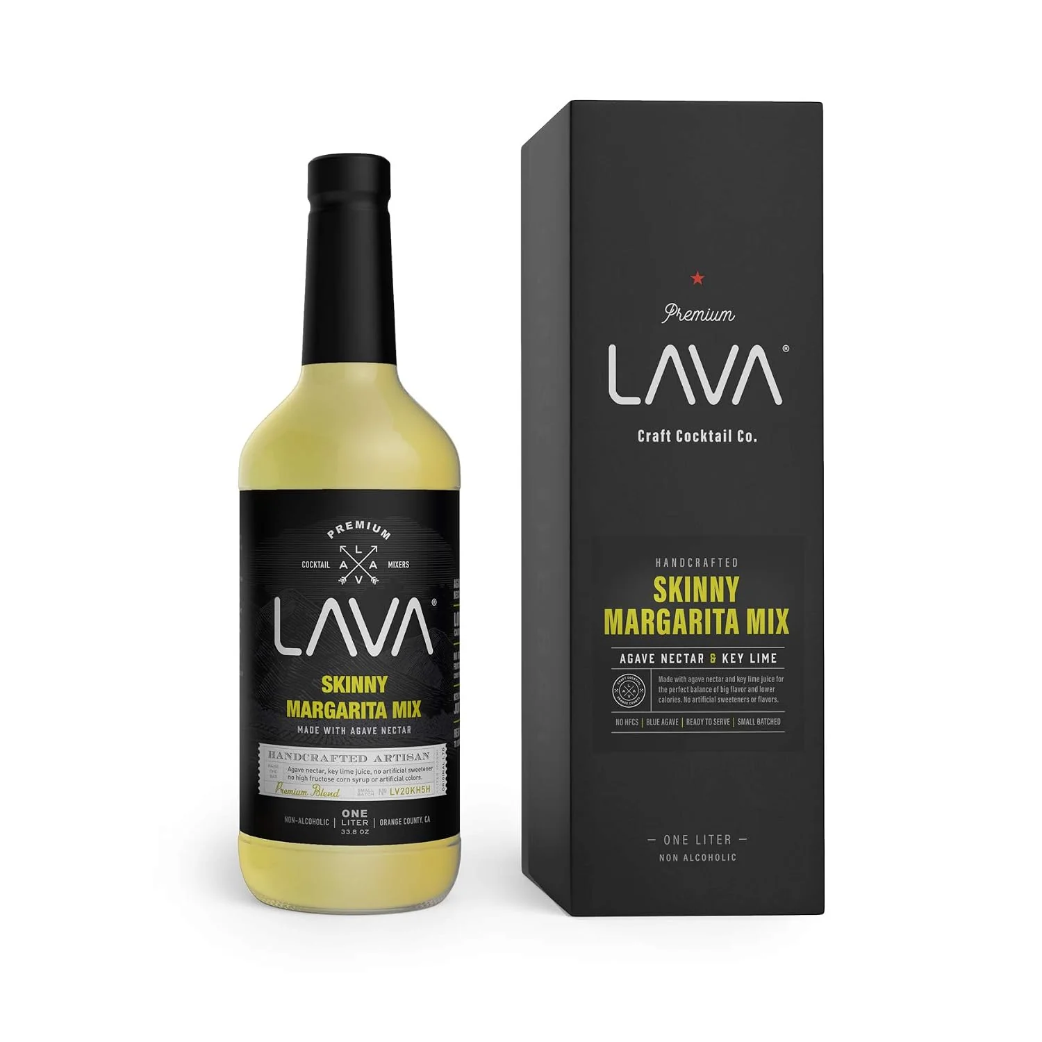 Organic LAVA Premium Skinny Margarita Mix by LAVA Craft Cocktail Co. Low Calorie Margarita Mix Made with Key Lime Juice Agave No Artificial Sweeteners Lots of Flavor and Ready to Use 1-Liter 33.8oz Premium Material