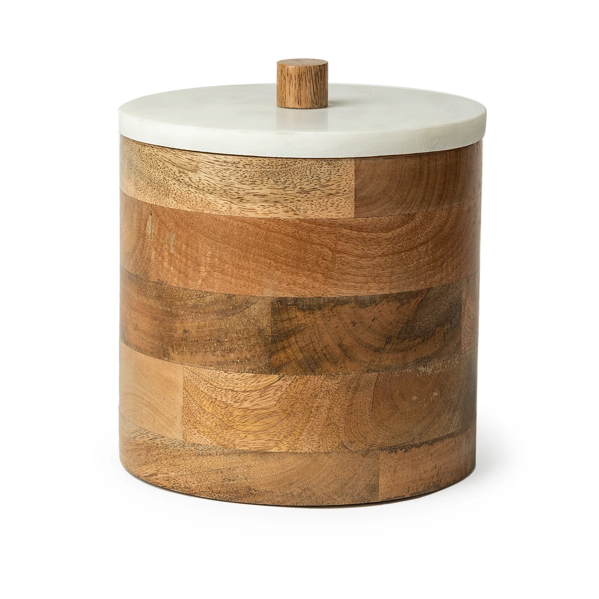 Trusted Sandook Large 10H Brown Round Wooden Storage Jar Easy-to-Use
