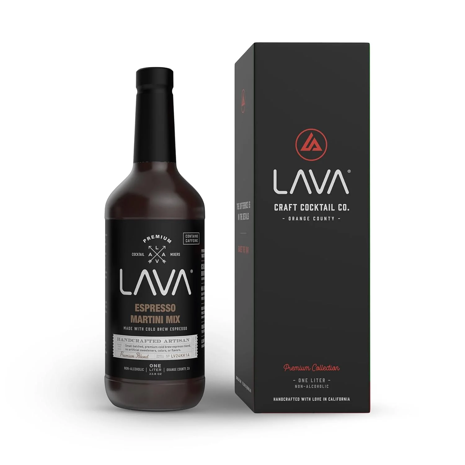 Soft LAVA Premium Espresso Martini Mix Cold Brew Espresso 65mg Caffeine Per Serv. No Artificial Sweeteners Colors or Flavors Espresso Martini Gift 1-Liter 33.8oz Glass Bottle Excellent