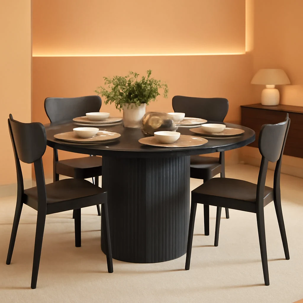 Prestigious Round Forty Seven Inch Dining Table Charcoal Grey Model Authentic