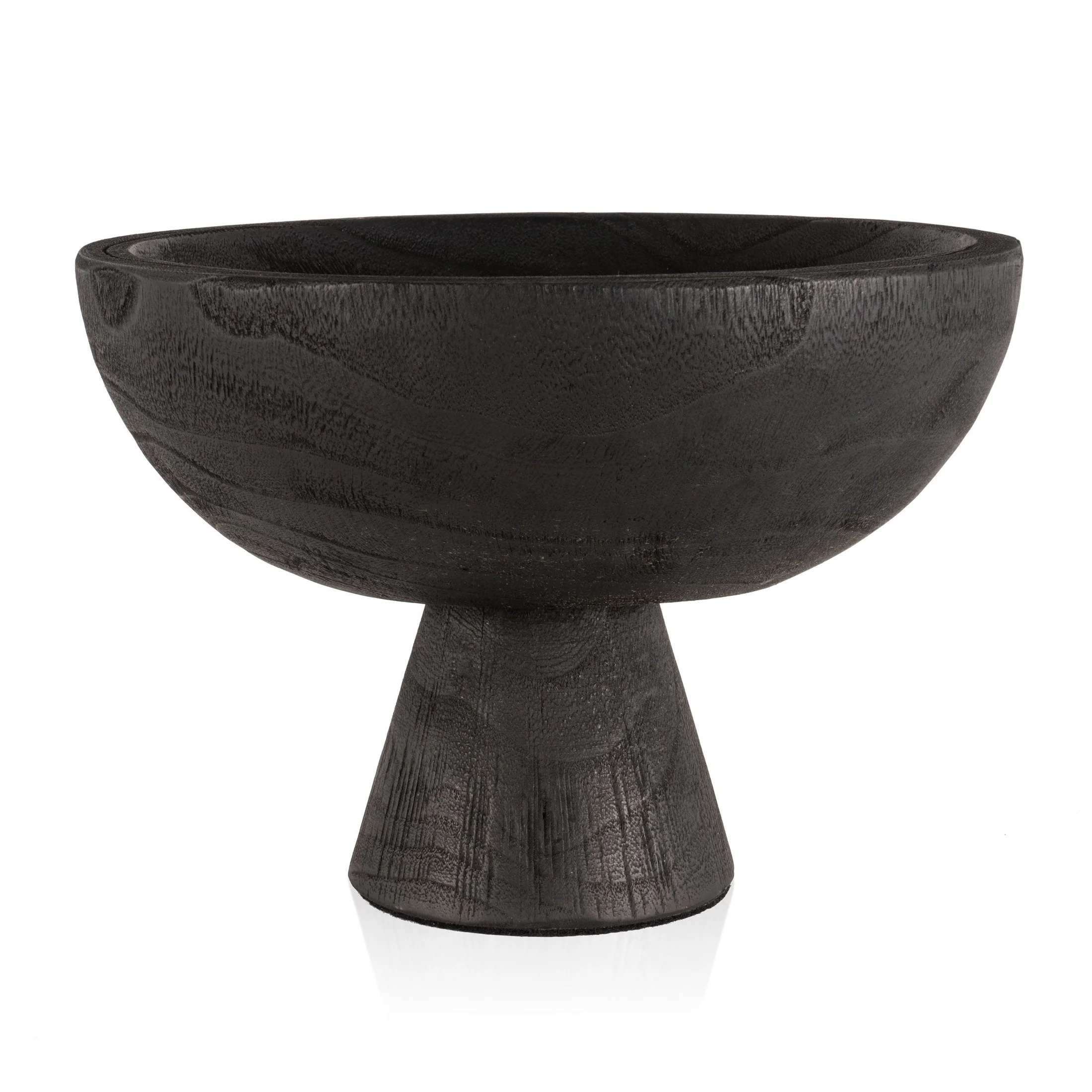 Premium Material Brixton Decorative Wood Pedestal Bowl Black Advanced