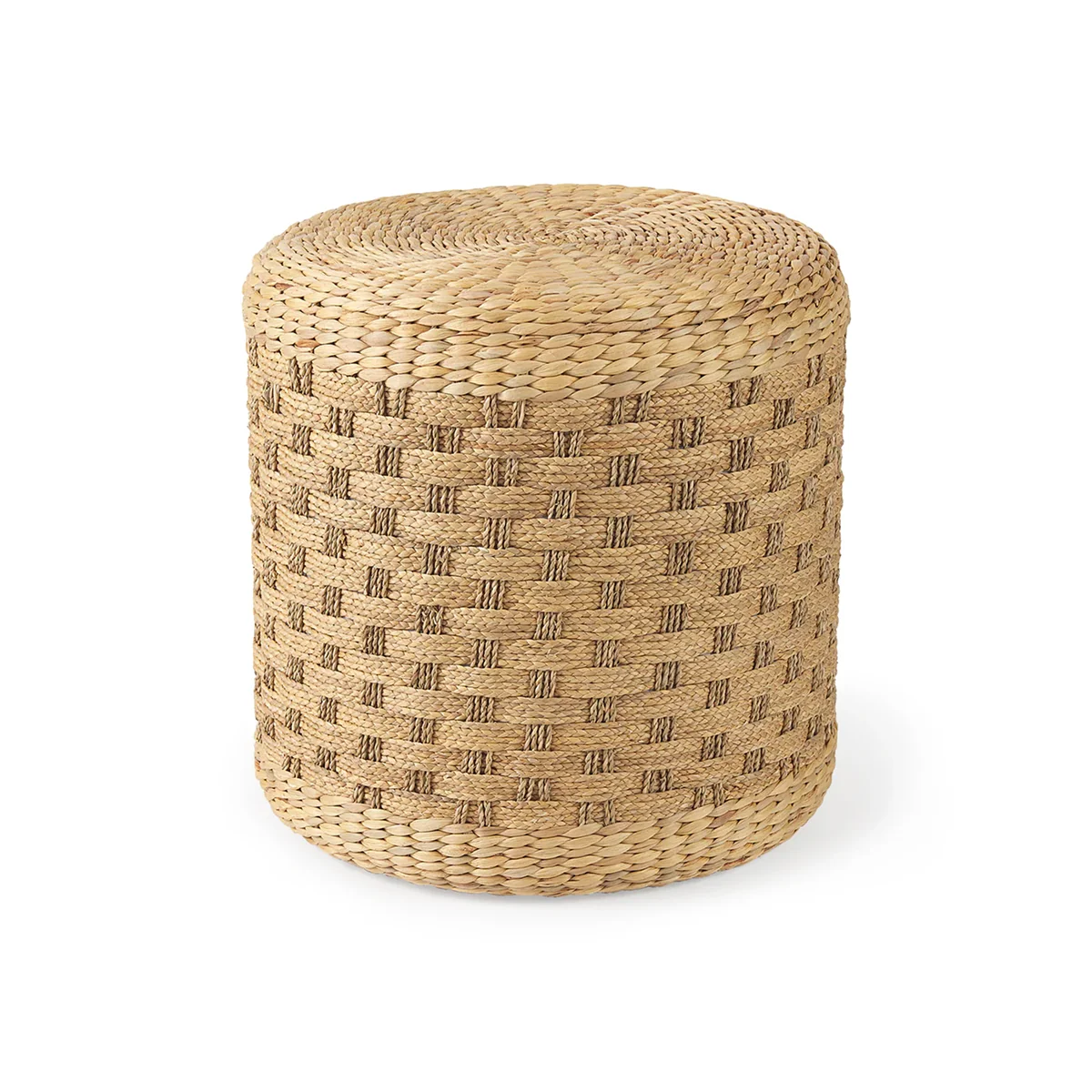 Elegant Michelle Light Brown Woven Seagrass Round Pouf Original