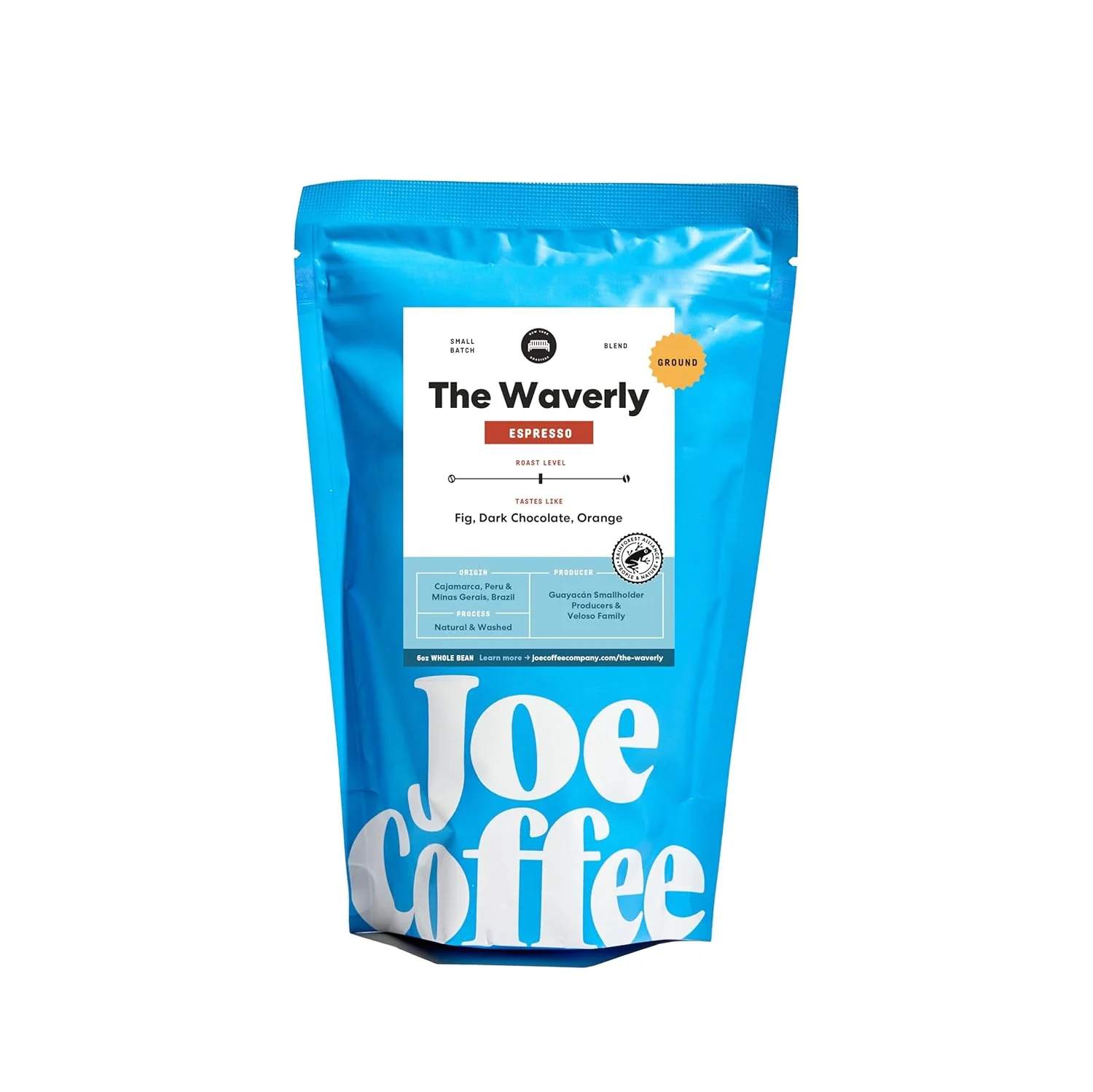 Functional Joe Coffee Company – The Waverly Ground Coffee 6 oz Bag NYC Roaster RFA Kosher Climate-Friendly Specialty Grade Pure