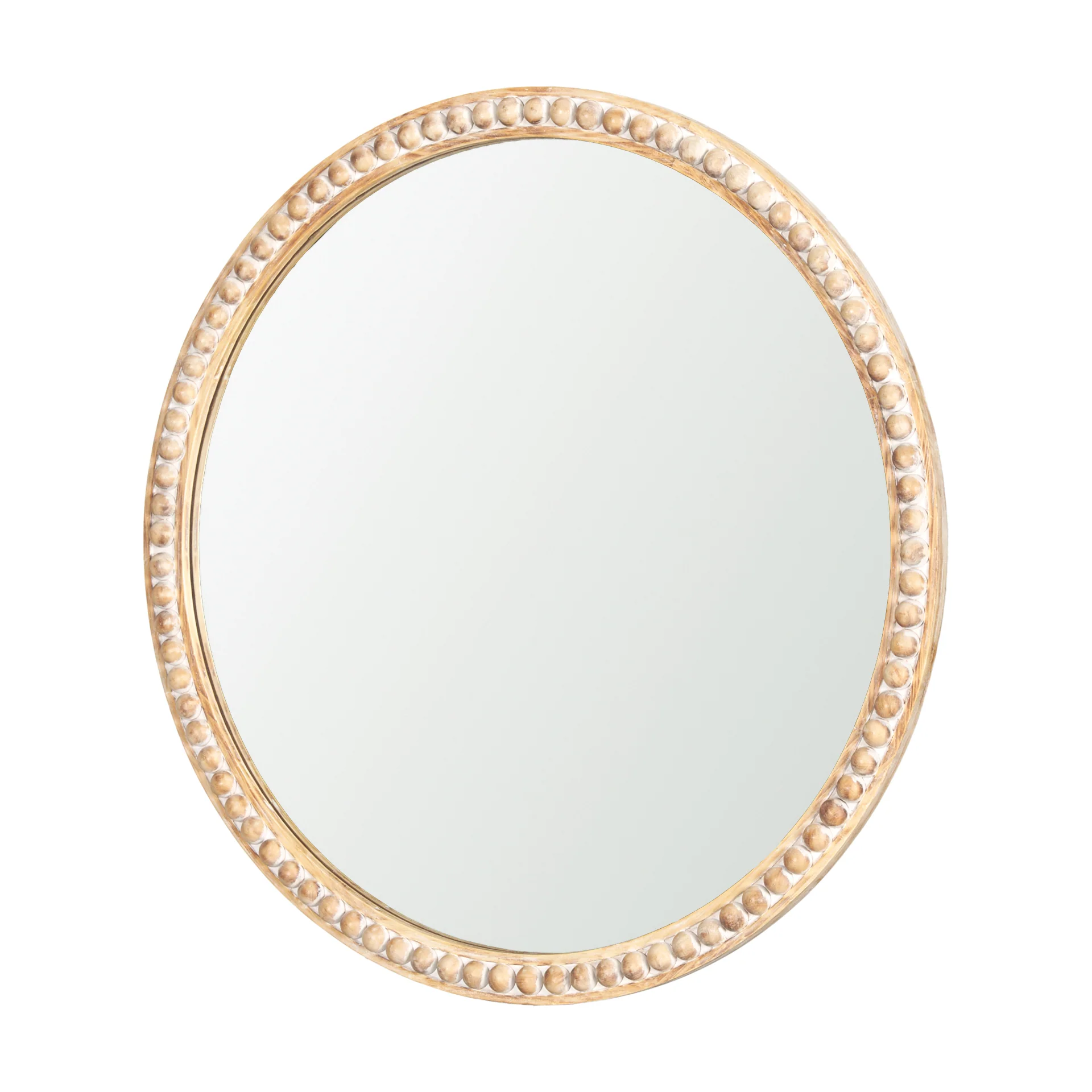 Professional Roan Light Brown Wood Beaded Wall Mirror Reusable