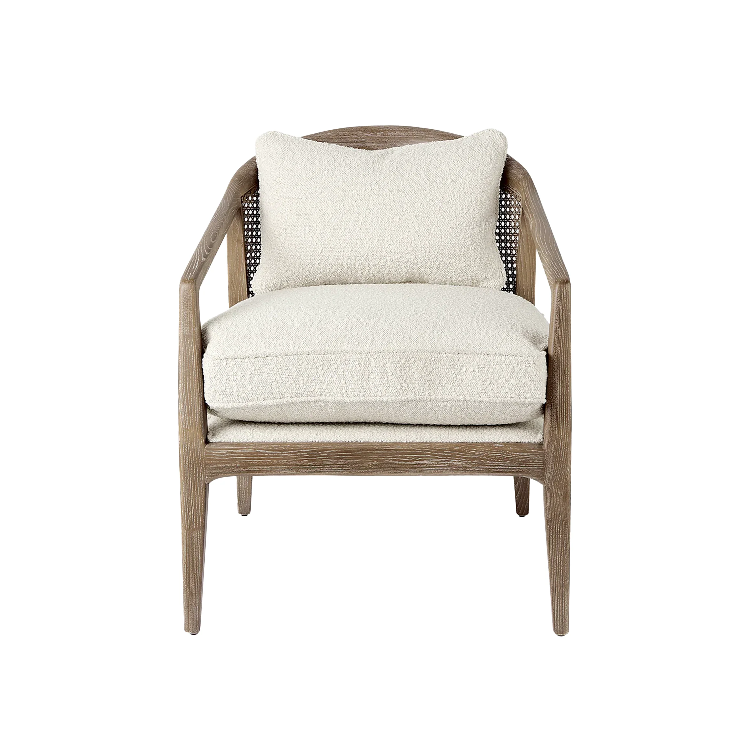 Versatile Emil Light Brown Wood W Cream Fabric Seat and Cane Back Accent Chair Authentic