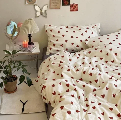 First-Class Classic Charm Red Hearts Bedding Organic