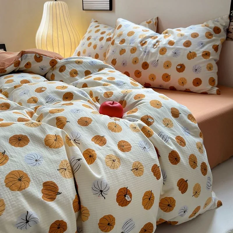 Dependable Autumn Pumpkins Print Fall Bedding Set Refined