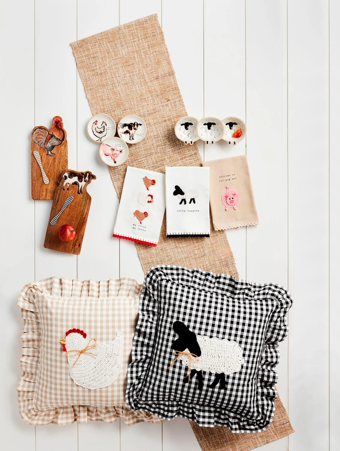 Eco-Friendly Farm Animal Stoneware Tidbit Dishes 4.5 Elegant