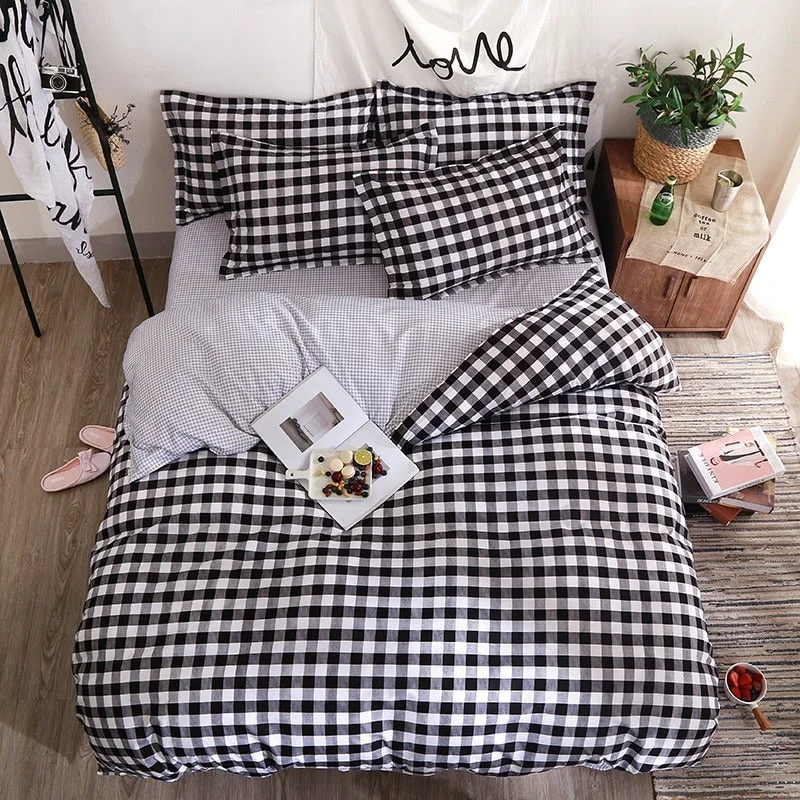 Reusable Black Plaid Bedding Set Sophisticated