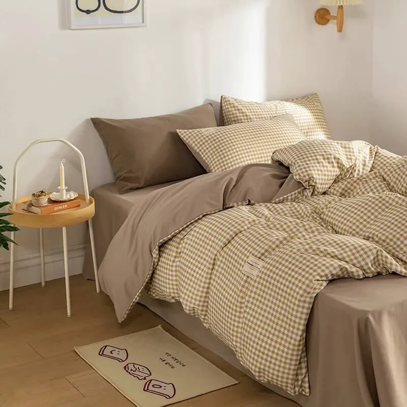 Flexible Mini Plaid Print Pastel Bedding Set Superior