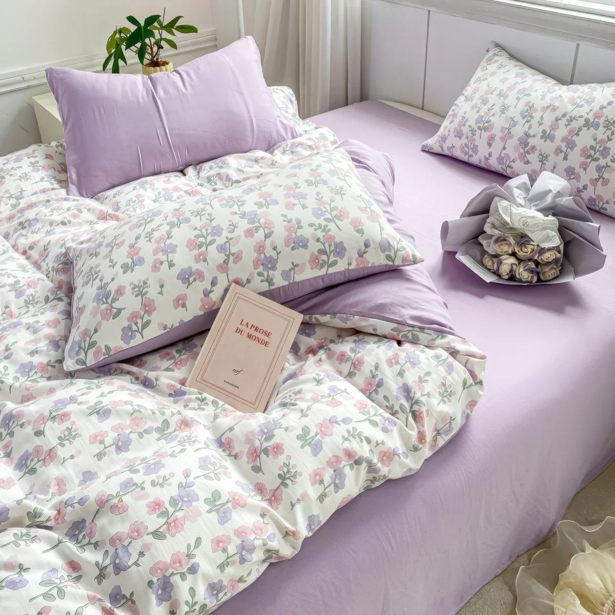 Original Design Soft Lavender Floral Bedding Set Powerful