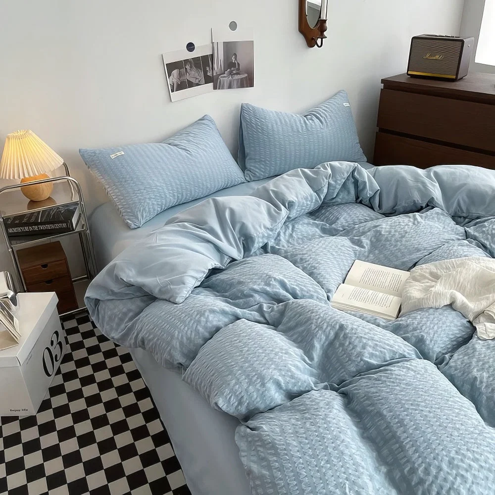 Verified Waffle Striped Duvet Cover Bedding Set Sophisticated