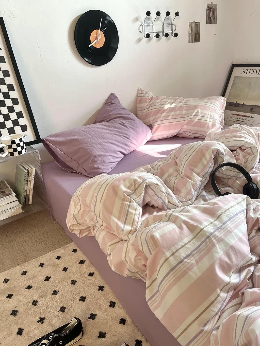 High-End Vintage Pastel Pink Stripes Bedding Set Exceptional