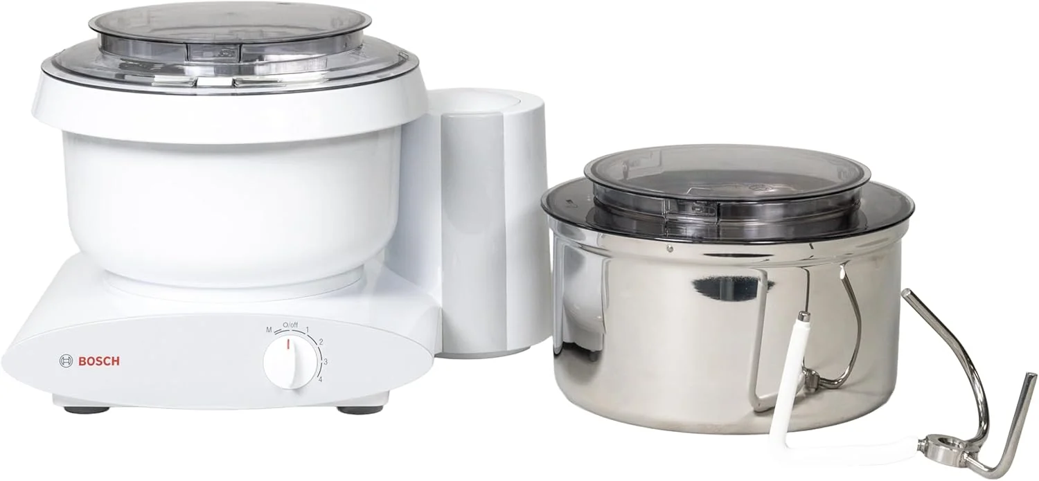 Detailed Bosch Universal Plus Stand Mixer – White – with Bottom‑Drive Stainless Steel Bread Bowl 6.5‑Quart Capacity 4 Speeds Pulse Elegant