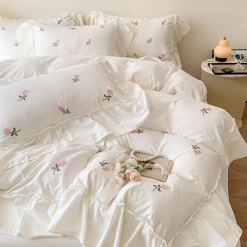 Trusted Coquette Roses Ruffle Duvet Cover Sham Set Recyclable