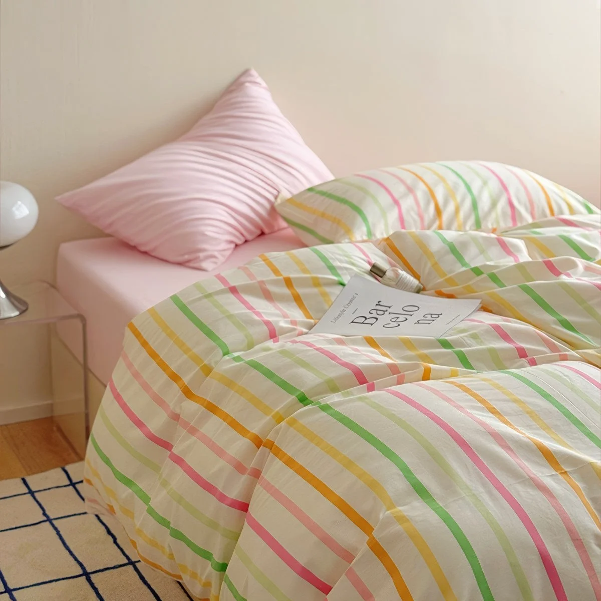 Effective Colorful Pastel Stripes Bedding Set Natural