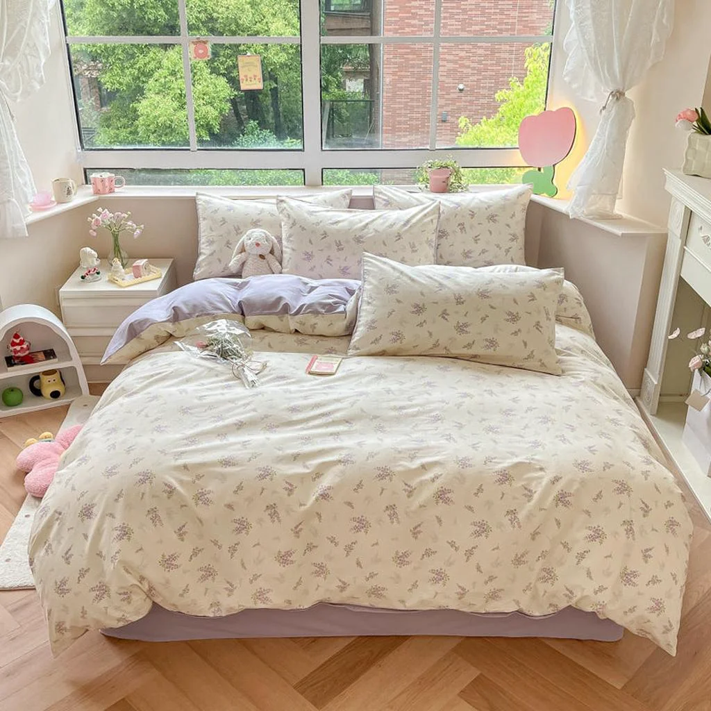 Recyclable Floral Printing Cotton Twill Bedding Set – Wisteria Eco-Friendly