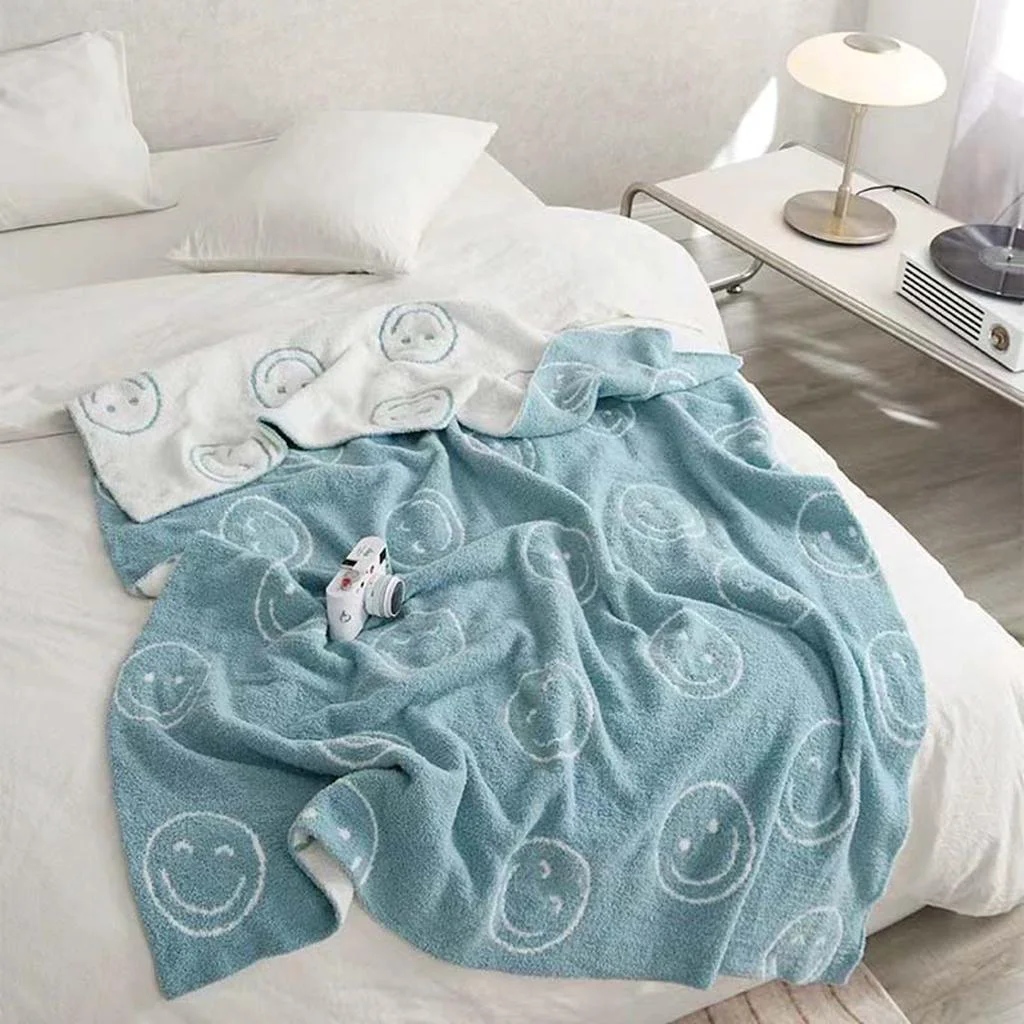 Convenient Smiley Face Blanket – Baby Blue Next-Generation