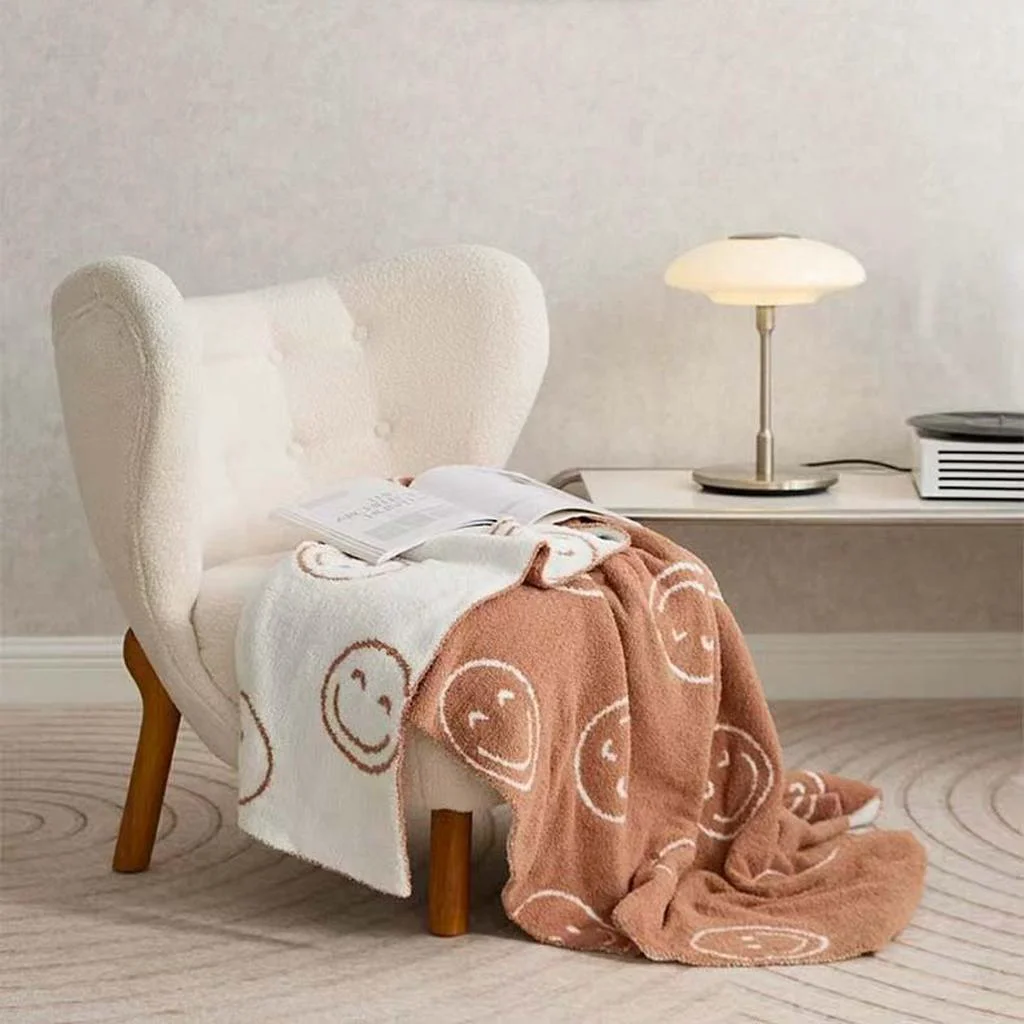 Clean Smiley Face Blanket – Orange Lightweight