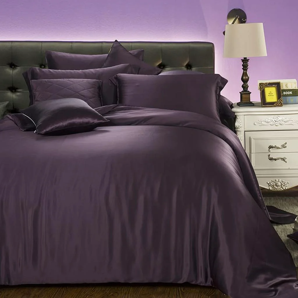 Unique 19 Momme Silk Duvet Cover Set – Purple Easy-to-Use