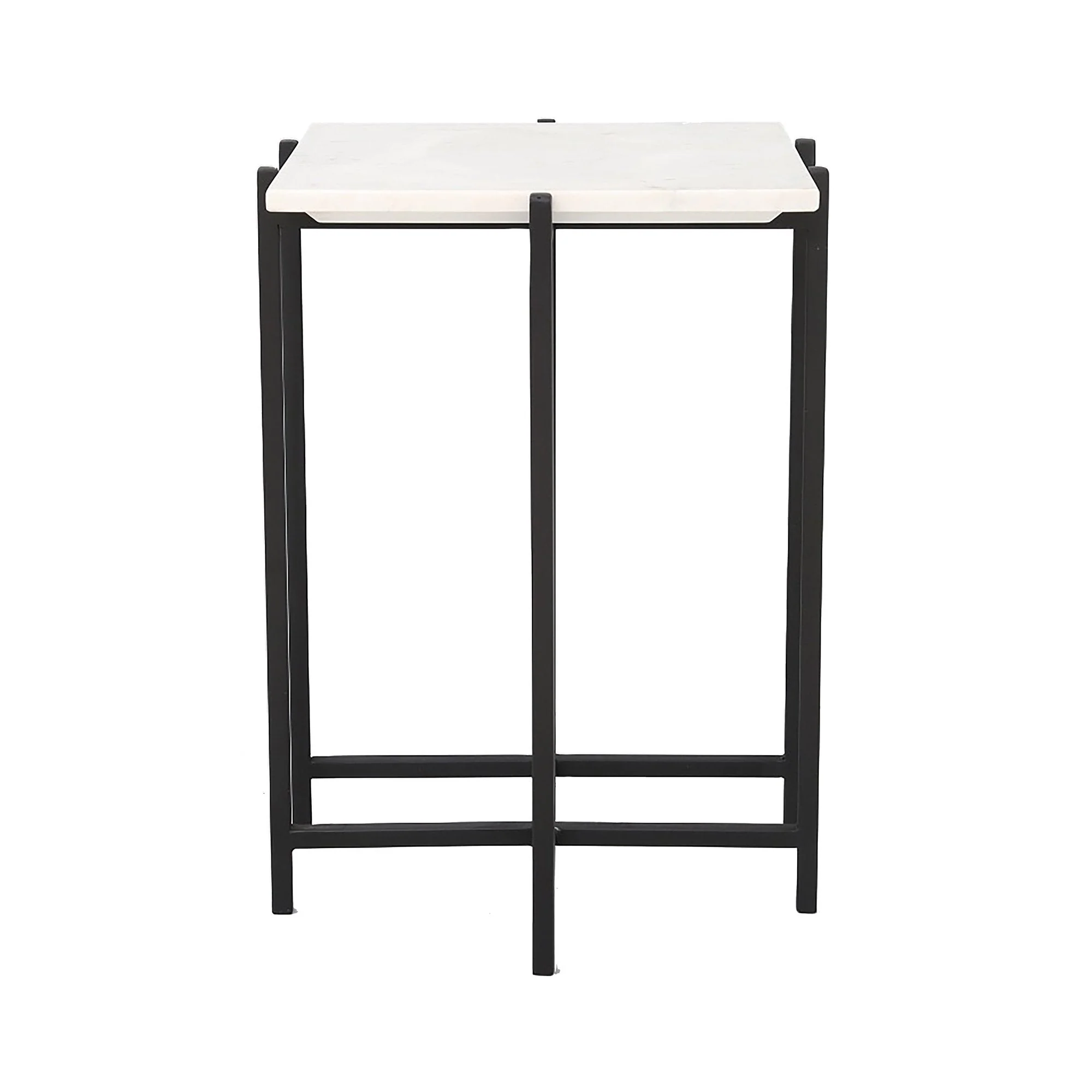 Powerful Function Side Table – White Marble Black Base Proven