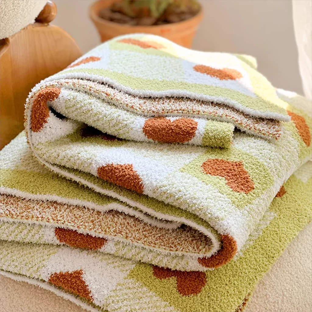 Detailed Heart Checkerboard Blanket Relaxed