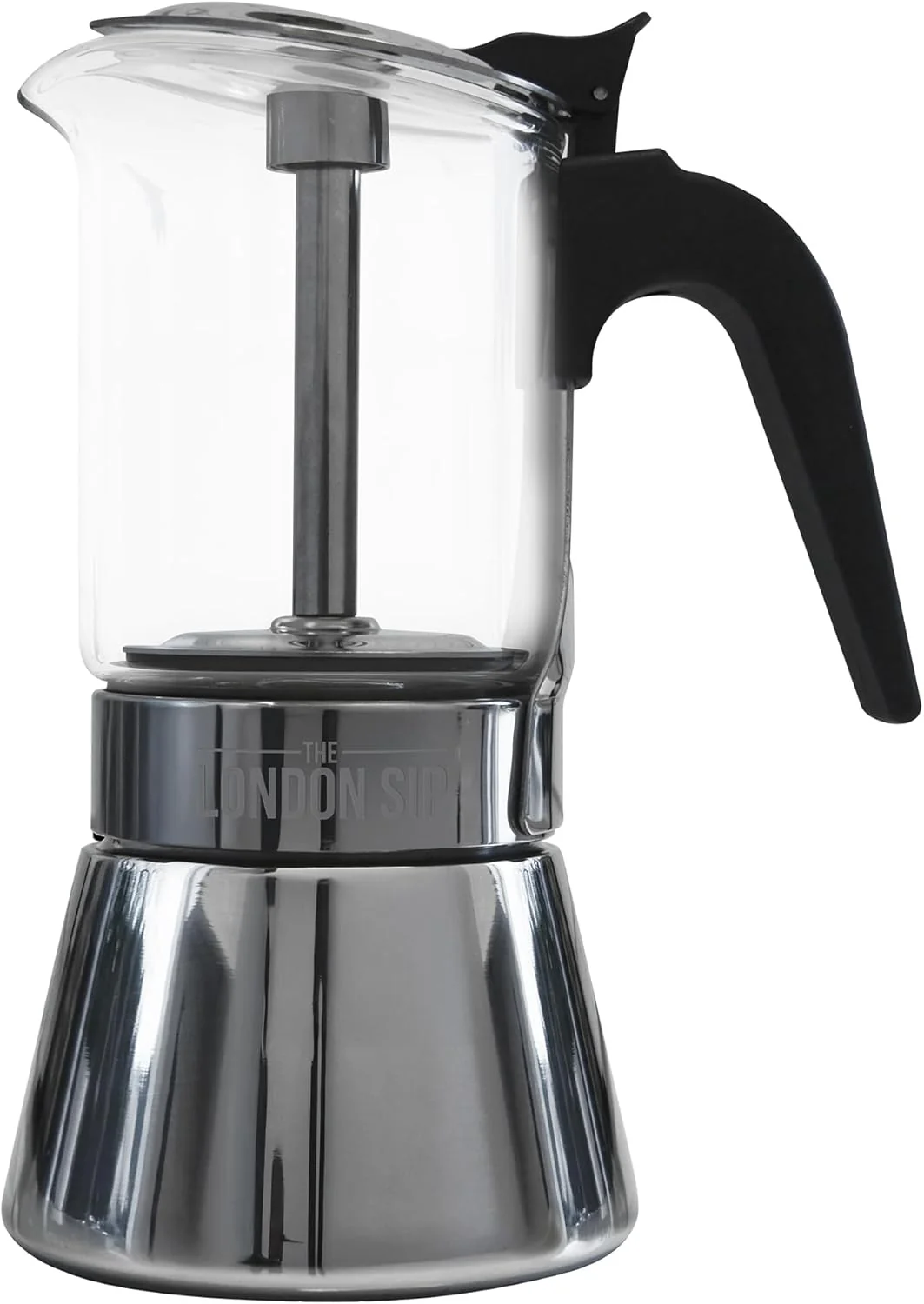 High-Grade London Sip Glass and Stainless Steel Stovetop Espresso Maker Moka Pot Italian Coffee Percolator Glass Medium 10.14 oz Green
