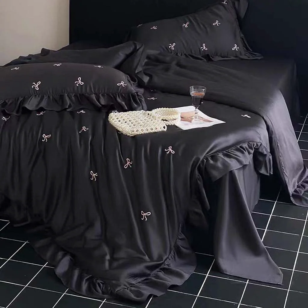 Effective Chic Bow Embroidery Bedding Set Selected