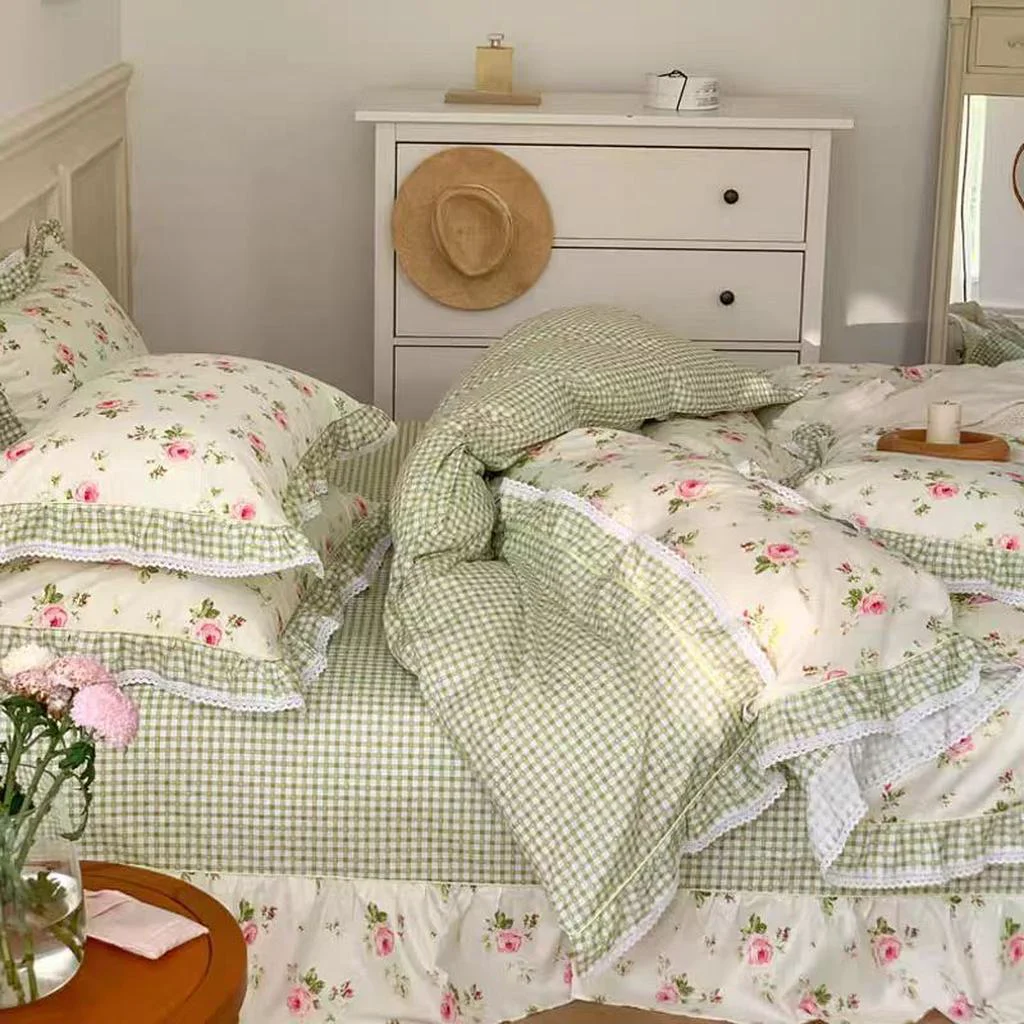Fast Pastoral Floral Lace Bedding Set Artisan